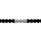 SS 8" 6mm Matte Onyx bead and 6mm Silver Beaded Bracelet - Walter Bauman Jewelers