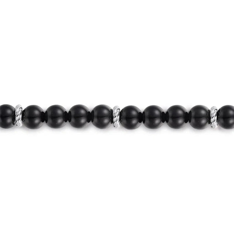 SS 8" 6mm Onyx Beaded Bracelet - Walter Bauman Jewelers