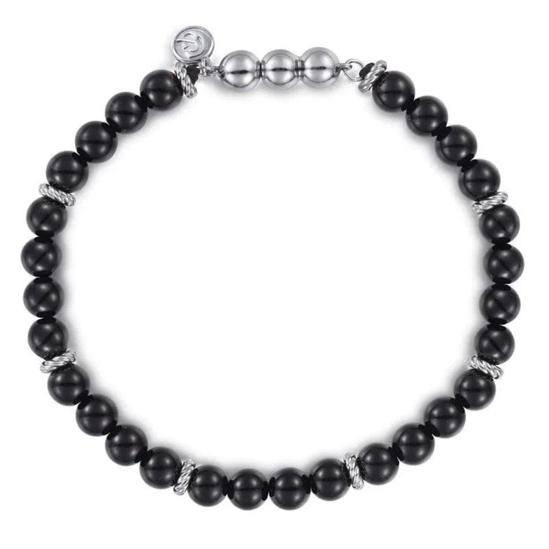 SS 8" 6mm Onyx Beaded Bracelet - Walter Bauman Jewelers