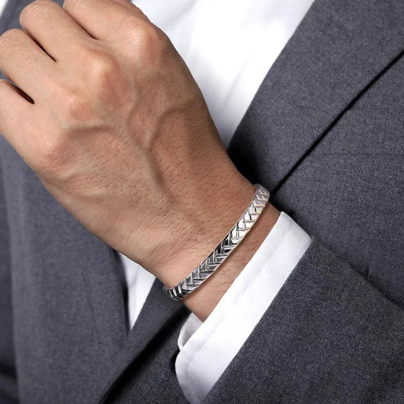 SS 8" 7mm Men's Herringbone Bracelet - Walter Bauman Jewelers