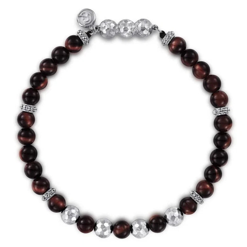 SS 8" Tigers Eye Beaded Bracelet - Walter Bauman Jewelers