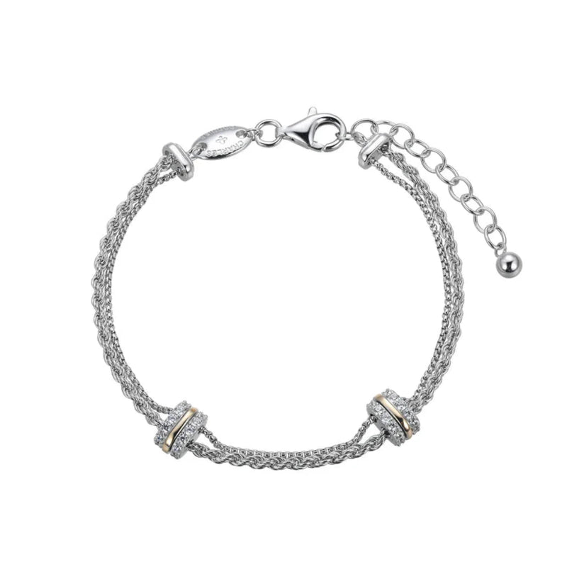 SS 8.25" Rope and Box Chain Bracelet with CZ Rondel - Walter Bauman Jewelers