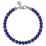 SS 8.5" 6mm Lapis Beaded Bracelet - Walter Bauman Jewelers