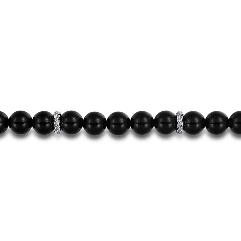 SS 8.5" 8mm Onyx Beaded Bracelet - Walter Bauman Jewelers