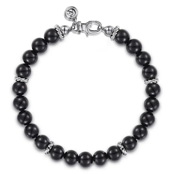 SS 8.5" 8mm Onyx Beaded Bracelet - Walter Bauman Jewelers