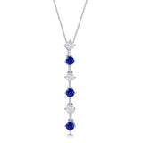 SS Alternating Blue and Clear CZ Pendant - Walter Bauman Jewelers