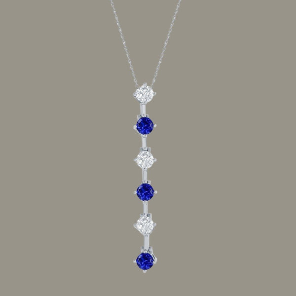 SS Alternating Blue and Clear CZ Pendant - Walter Bauman Jewelers