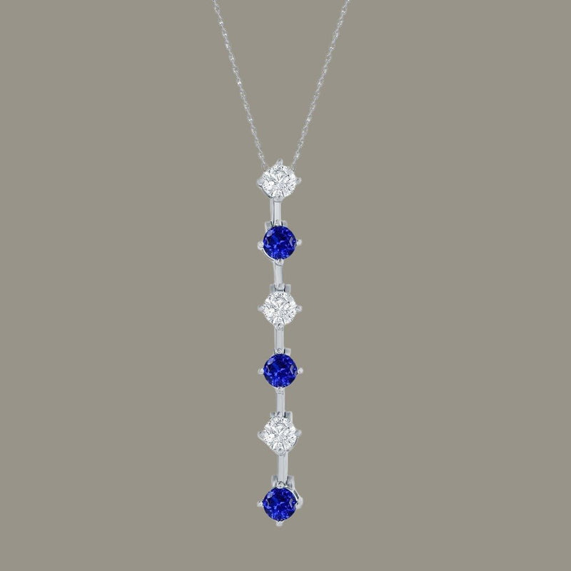 SS Alternating Blue and Clear CZ Pendant - Walter Bauman Jewelers