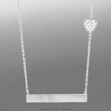 SS Bar Necklace with CZ Heart - Walter Bauman Jewelers