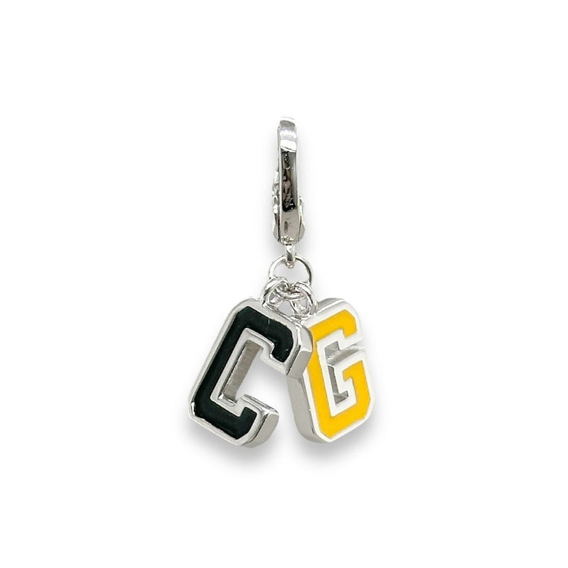 SS Black and Yellow Enamel "CG" Charm - Walter Bauman Jewelers