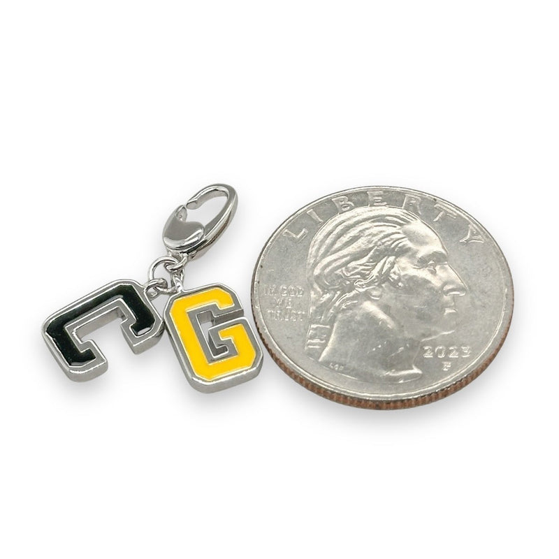 SS Black and Yellow Enamel "CG" Charm - Walter Bauman Jewelers