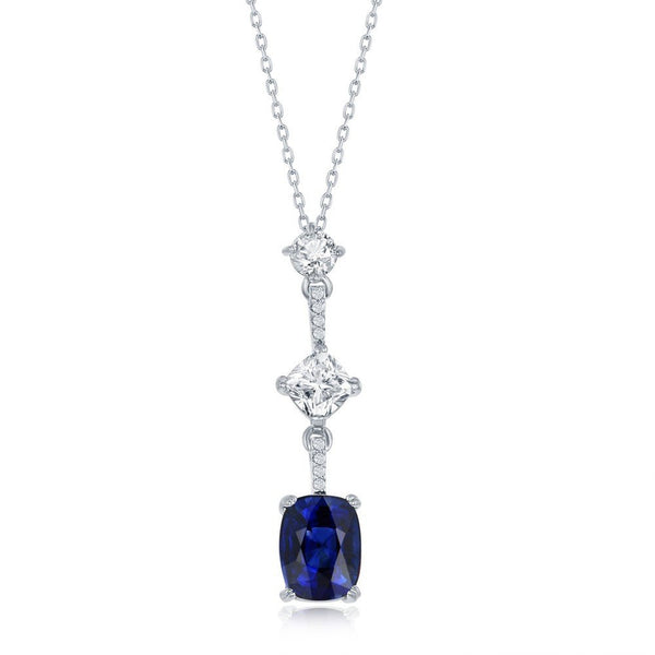 SS Blue and Clear Fancy CZ Pendant - Walter Bauman Jewelers