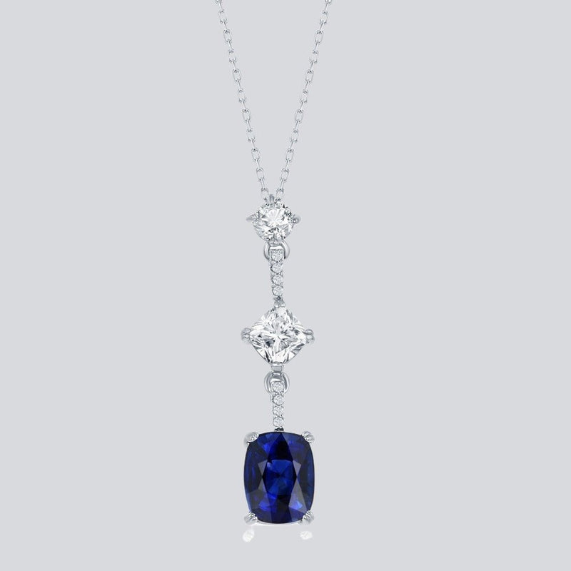 SS Blue and Clear Fancy CZ Pendant - Walter Bauman Jewelers