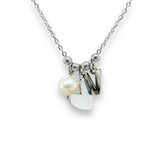 SS Blue Enamel Heart Initial Necklace with Pearl - Walter Bauman Jewelers