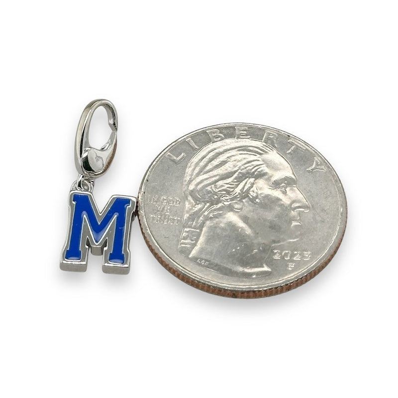 SS Blue Enamel "M" Charm - Walter Bauman Jewelers