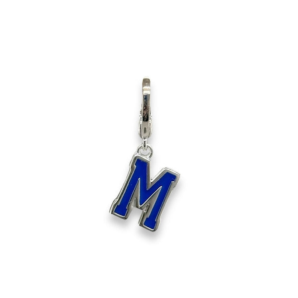 SS Blue Enamel "M" Charm - Walter Bauman Jewelers