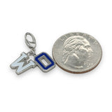 SS Blue Enamel "WO" Charm - Walter Bauman Jewelers