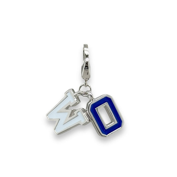 SS Blue Enamel "WO" Charm - Walter Bauman Jewelers