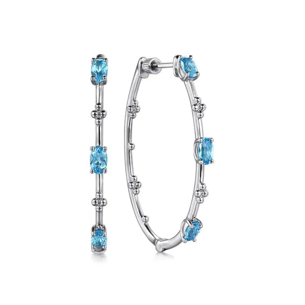 SS Blue Topaz Hoop Earrings - Walter Bauman Jewelers