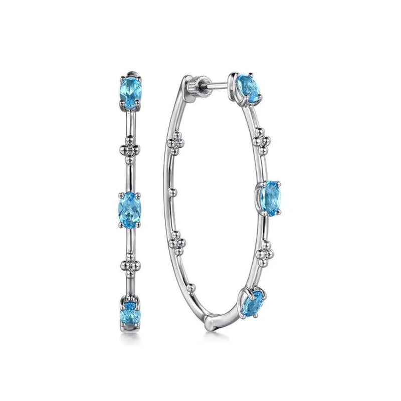 SS Blue Topaz Hoop Earrings - Walter Bauman Jewelers