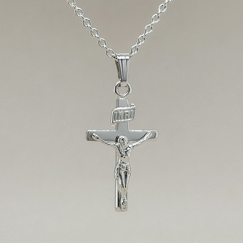 SS Child Cross 15" Chain - Walter Bauman Jewelers