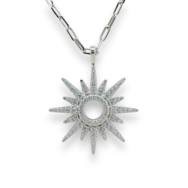 SS CZ 19" Starburst Pendant - Walter Bauman Jewelers