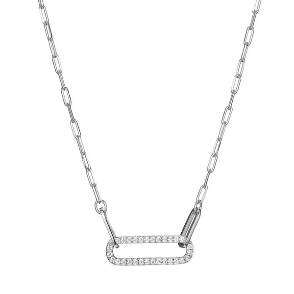 SS CZ 2mm Paperclip Necklace - Walter Bauman Jewelers