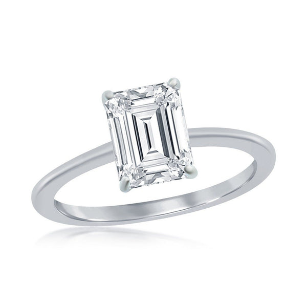 SS CZ 8mm Emerald - Cut Ring - Walter Bauman Jewelers