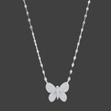 SS CZ Butterfly Pendant with Mirror Chain - Walter Bauman Jewelers