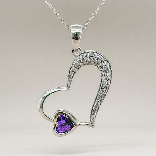 SS CZ Double Heart Pendant - Walter Bauman Jewelers