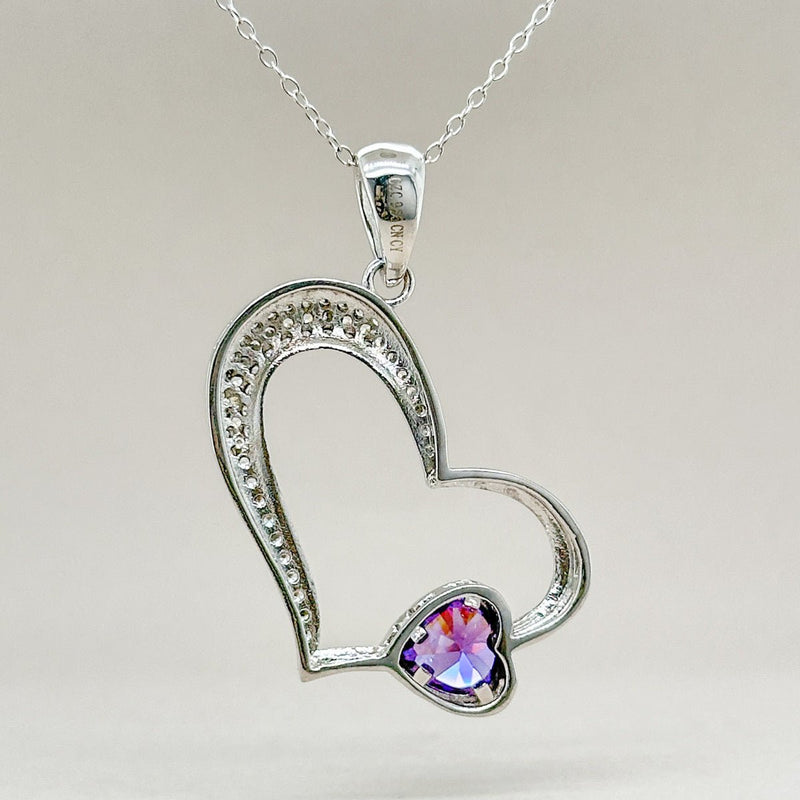 SS CZ Double Heart Pendant - Walter Bauman Jewelers