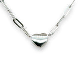 SS CZ Heart Paperclip Necklace - Walter Bauman Jewelers