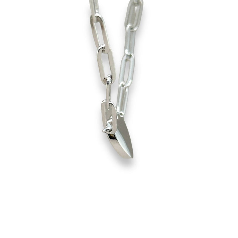 SS CZ Heart Paperclip Necklace - Walter Bauman Jewelers
