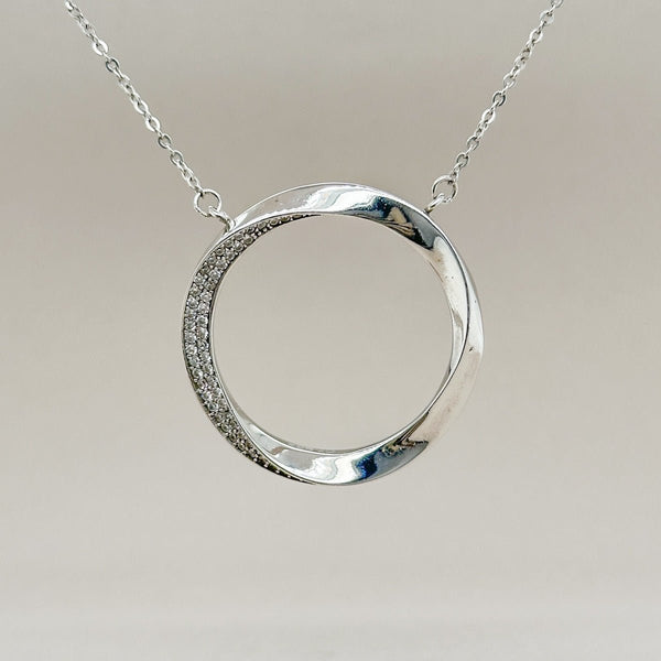 SS CZ Large Fancy Circle Pendant - Walter Bauman Jewelers