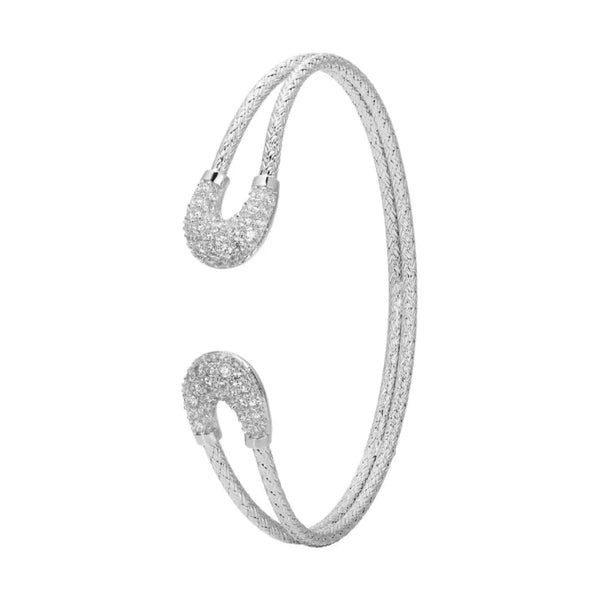 SS CZ Open Cuff Bangle - Walter Bauman Jewelers