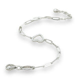 SS CZ Open Heart Paperclip Bracelet - Walter Bauman Jewelers