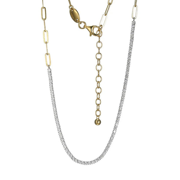 SS CZ Paperclip Chain Necklace - Walter Bauman Jewelers