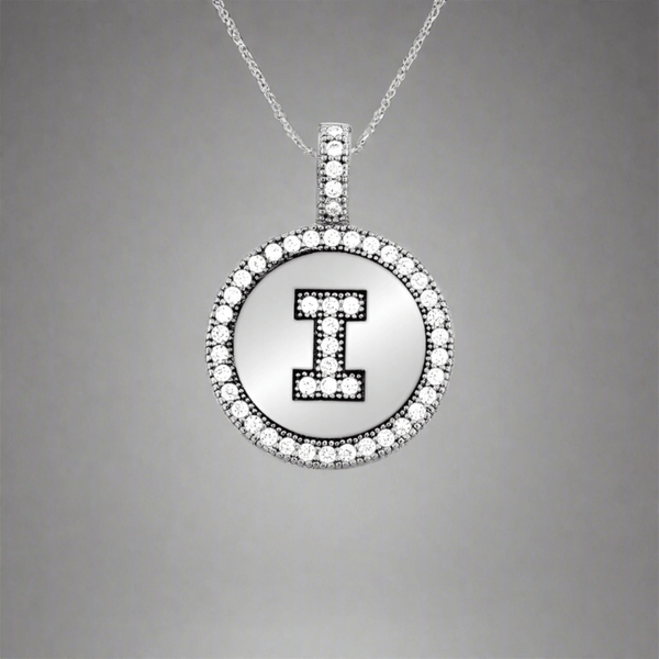 SS CZ Round Initial 'I' Pendant - Walter Bauman Jewelers