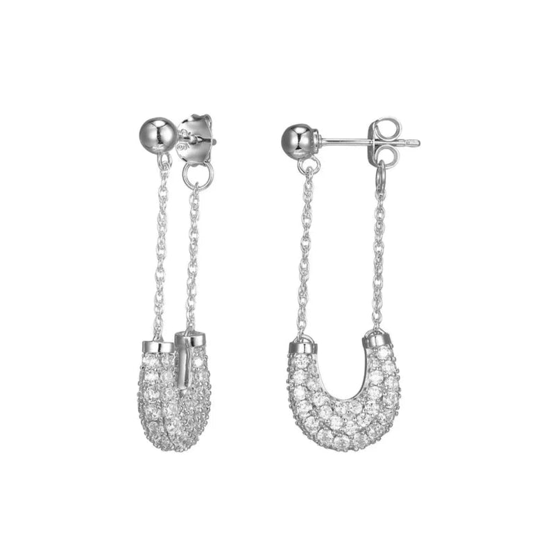 SS CZ Safety Pin Style Earrings - Walter Bauman Jewelers