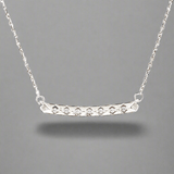 SS CZ Silver curved Bar Necklace - Walter Bauman Jewelers