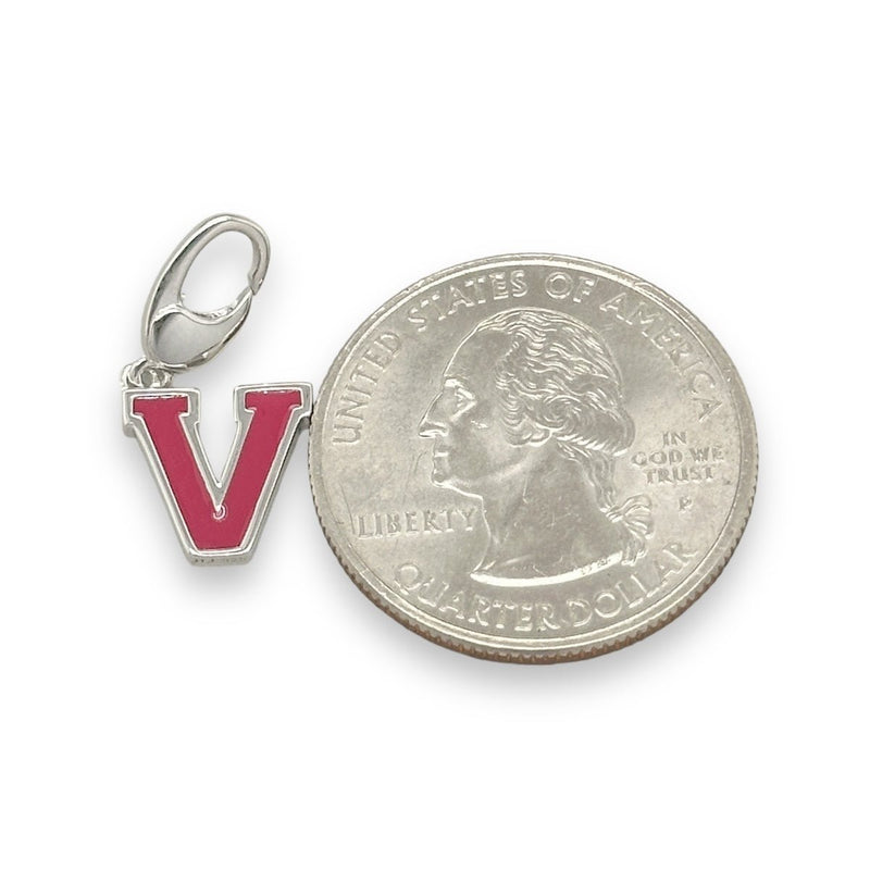 SS Enamel "V" Charm - Walter Bauman Jewelers