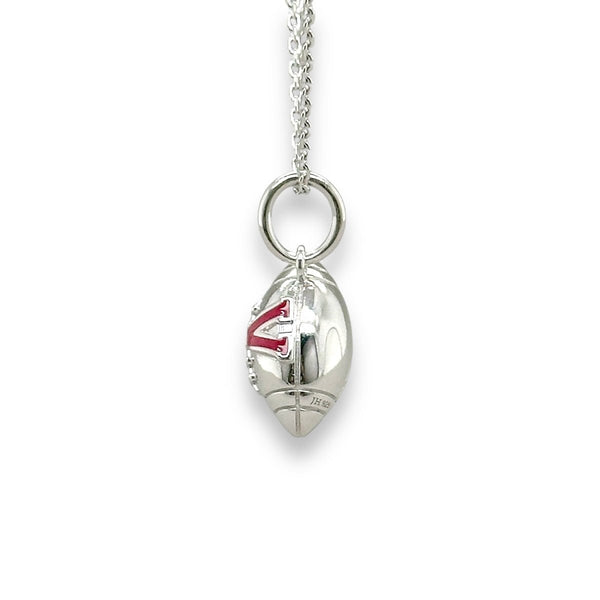 SS Football Pendant with Enamel V - Walter Bauman Jewelers