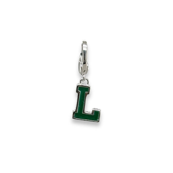 SS Green Enamel "L" Charm - Walter Bauman Jewelers