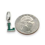 SS Green Enamel "L" Charm - Walter Bauman Jewelers