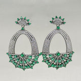 SS Green & White CZ Fancy Danlge Earrings - Walter Bauman Jewelers