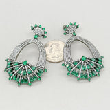 SS Green & White CZ Fancy Danlge Earrings - Walter Bauman Jewelers