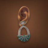 SS Green & White CZ Fancy Danlge Earrings - Walter Bauman Jewelers