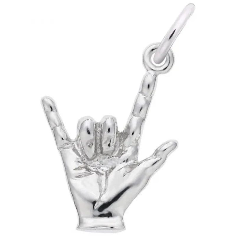 SS I Love You Hand Sign Charm - Walter Bauman Jewelers