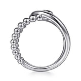 SS Interlocking Wide Band Beaded Ring - Walter Bauman Jewelers