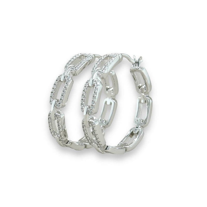 SS Lab-Created CZ Link Hoop Earrings - Walter Bauman Jewelers